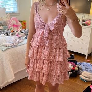 Ruffle tiered Red floral mini dress